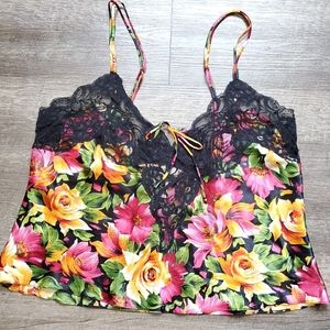 Vintage Victoria Secret Lace Floral Satin Slip Top